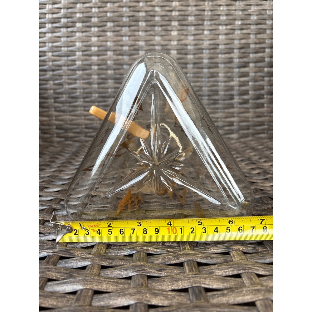 Vintage Inland Glass Triangle Carafe Pitcher Gold Atomic Diamond MCM 9.5in Retro - Picture 6 of 10